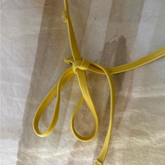 Women’s Yellow Ribbed Triangle Bikini Top - Picture 7 of 10